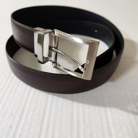 Cremieux Belt Genuine Full Grain Cowhide Leather Men's Square Buckle Brown SZ 40 - Picture 1 of 9